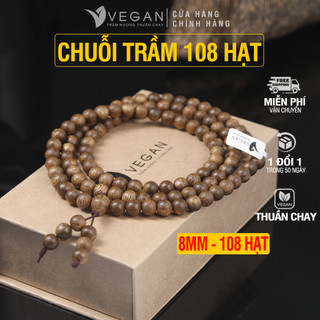 Vòng tay VEGAN Trầm Hương Thuần Chay chuỗi tràng 8mm 108 hạt