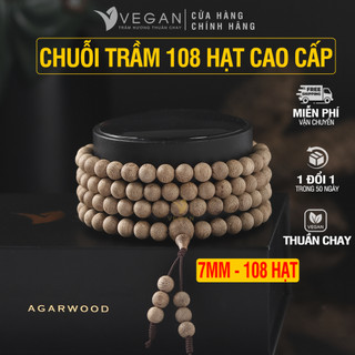 Vòng tay VEGAN Trầm Hương Thuần Chay tốc kiến cao cấp 7mm 108 hạt