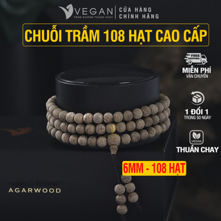 Vòng tay VEGAN Trầm Hương Thuần Chay tốc kiến cao cấp 6mm 108 hạt