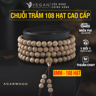 Vòng tay VEGAN Trầm Hương Thuần Chay chuỗi tràng tốc kiến cao cấp 8mm 108 hạt