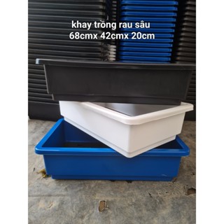combo 3 khay trồng rau sạch thông minh, chậu chữ nhật kích thước dài 68cmx rộng 42cmx cao 20cm
