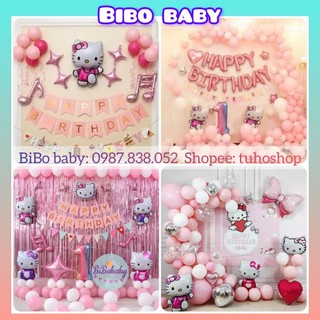 Sét bóng trang trí sinh nhật cho bé gái chủ đề mèo Kitty- BiBo baby