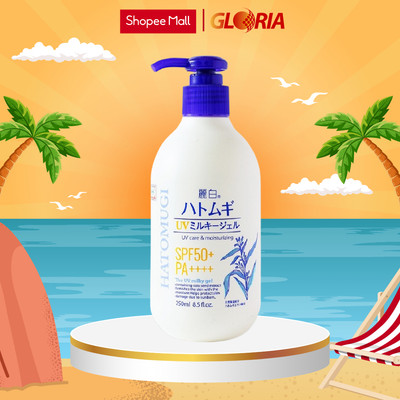 Sữa Dưỡng Thể Reihaku Hatomugi UV Care&Moisturizing SPF 50+ PA++++ UV Milky Gel 250ml/80g - Vàng