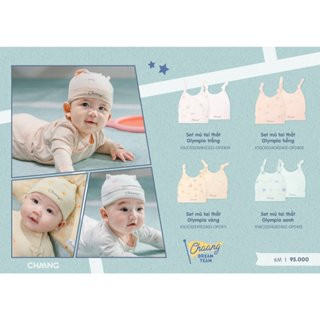 Chaang set 2 chiếc mũ thóp tai thắt bảo vệ bé Olympia SS2024D05