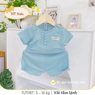 Đồ bộ ở nhà cho bé trai và bé gái Tutibaby, đồ bộ vải tăm 6 màu đáng yêu basic Hàn Quốc, TUTI187