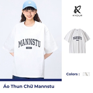 Áo Thun Cotton Unisex Chữ in Manntsu Basic Cho Mùa Hè 2024