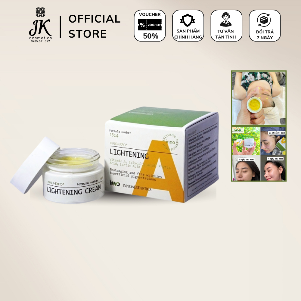 Kem peel Vitamin A 5% Inno LIGHTENING Tái Tạo Đều Màu Da Giảm Thâm Mụn - JK Auth Cosmetics