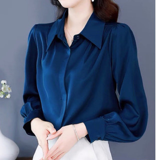 A156 ÁO SƠ MI LỤA TRƠN TAY DÀI(tặng kèm nơ lụa)