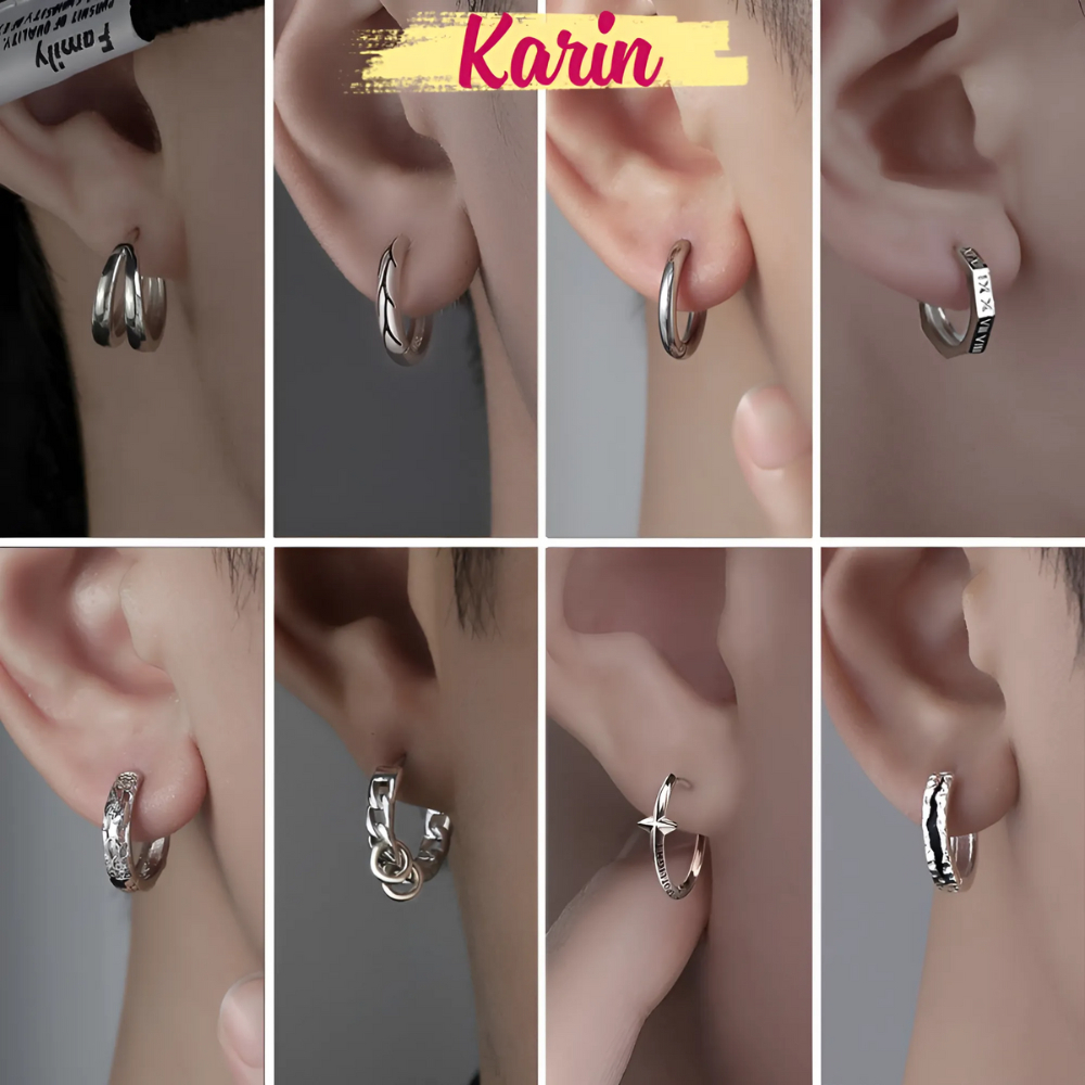 Bông Tai Tròn Karin Accessories Xỏ Lỗ Bằng Thép Titan Không Gỉ Phụ Kiện Trang Sức Unisex Cá Tính - Set Khuyên Tai