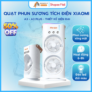 Quạt Điều Hòa Tích Điện, Phun Sương Mi-Lux A3 Và Mi-Lux A3 Plus, Hàng Chính Có Hãng Bảo Hành.