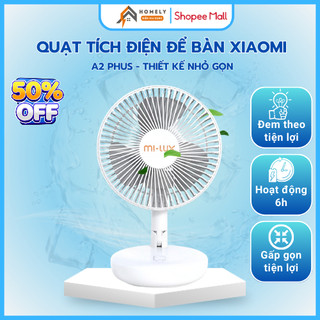 Quạt Tích Điện Để Bàn Quạt Mini Mi-lux A2 Plus, Thích Hợp Để Bàn Làm Việc, Bàn Học, Đi Picnic
