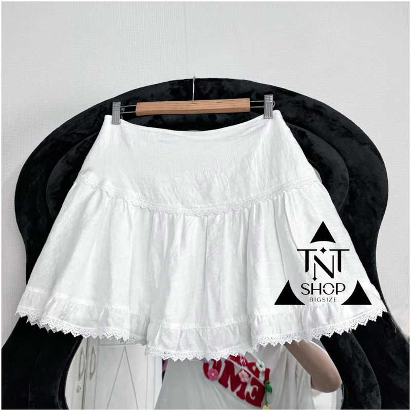 CHÂN VÁY NGẮN BIGSIZE XÒE PHỐI REN  [TNT SHOP BIGSIZE 60KG 90KG]