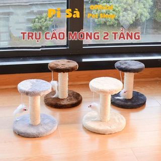 Trụ cào móng 2 tầng cho mèo | Cây cào móng nhỏ có đồ chơi thú cưng