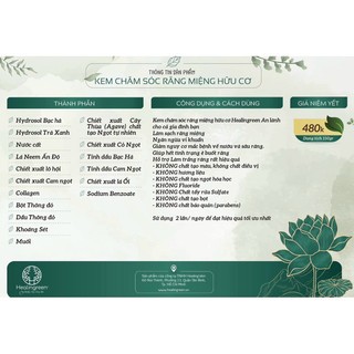 Kem chăm sóc răng miệng hữu cơ Healingreen 150ml