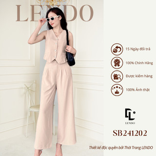 Sét Bộ Công Sở LENDO SB241202 Áo Ghi Lê Quần Ống Suông Rộng Dài