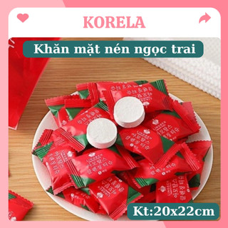 (Combo)Khăn nén rửa mặt Hàn Quốc hình viên kẹo loại dày đa năng tiện lợi khi đi du lịch KORELA KMN01