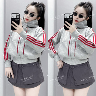 S3/QuynhHi Chính Chủ | Áo khoác thun gân sọc tay basic_Jacket Top, Nữ Women Cổ Trụ