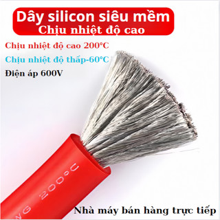 Dây silicon siêu mềm (1m) 4 AWG 6 AWG 8 AWG 10 AWG chịu nhiệt độ cao dây nối nguồn dây dây cấp nguồn ac quy dây điện tử