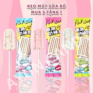 Kẹo mút sữa bò mix kẹo nổ 2in1 popping candy, kẹo mút ngậm, kẹo mút vị sữa bò