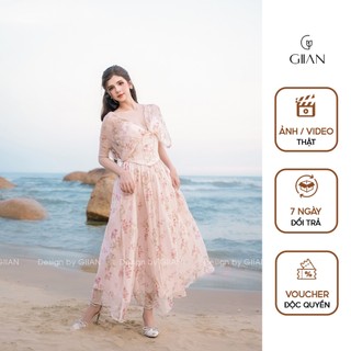 Váy maxi đi biển Giian thiết kế cúp ngực tà vai phối nhiều kiểu nhún eo tùng xòe cách điệu - VA0800