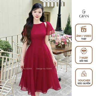  Váy đi biển dáng dài xòe Giian thiết kế cổ tròn hở vai phối tay cánh tiên nhún eo tôn dánG - VA0791