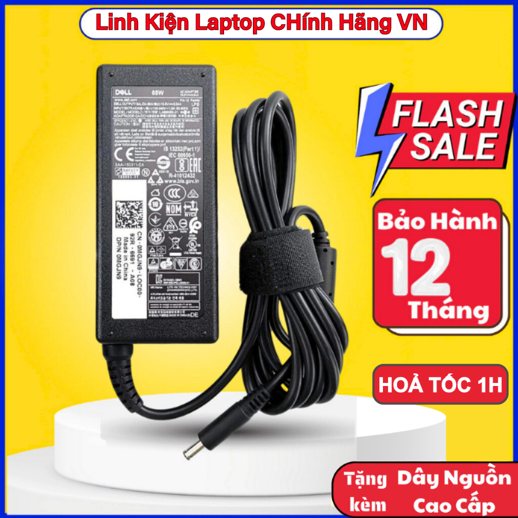 Sạc Laptop Dell Chân Nhỏ / chân to 19.5V- 4.62A 90W / 19.5V- 3.34A 65W LOẠI TỐT - Sạc Dell - Sạc Máy TÍnh Dell Cao Cấp