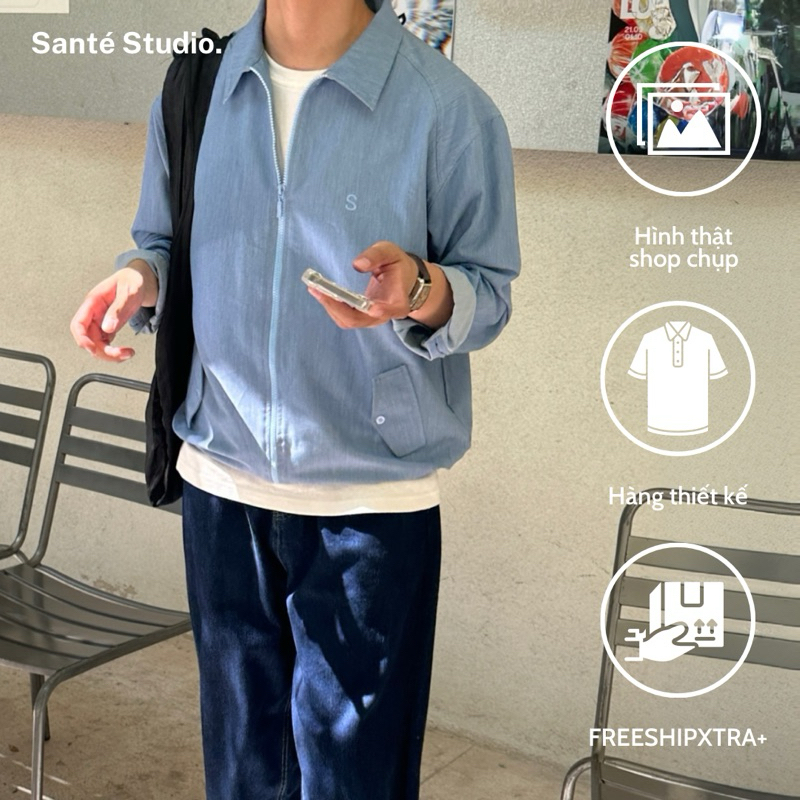 SANTÉ STUDIO - Áo sơ mi khoác khoá kéo thêu chữ nhỏ - ALAN SHIRT