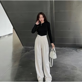  Quần Culottes Ống Rộng Cạp Cao Quần Vải Gold Hàn mặc đi làm đi chơi 