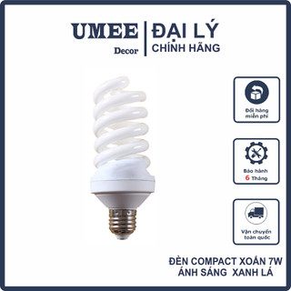 Đèn compact xoắn 7w ánh sáng xanh lá, bóng xoắn 7w tiết kiệm điện, bóng đèn đui e27
