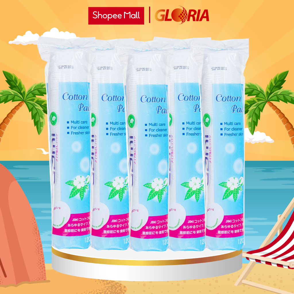 Combo 5 Bịch Bông Tẩy Trang Jomi  100% Cotton 120 miếng