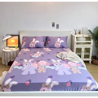 Ga trải giường 1M/1M2/1M4 drap giường poly gồm 1 ga chun, mẫu thỏ tím