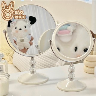 Gương trang điểm 2 mặt decor trang trí phòng hình tròn - Gương để bàn phong cách tiểu thư cổ điển vintage