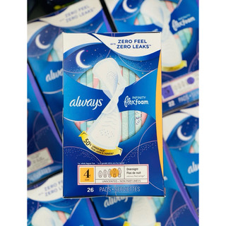 ( USA NEW ) Băng vệ sinh cao cấp ban đêm có cánh Always Infinity size 4 - 26 miếng.