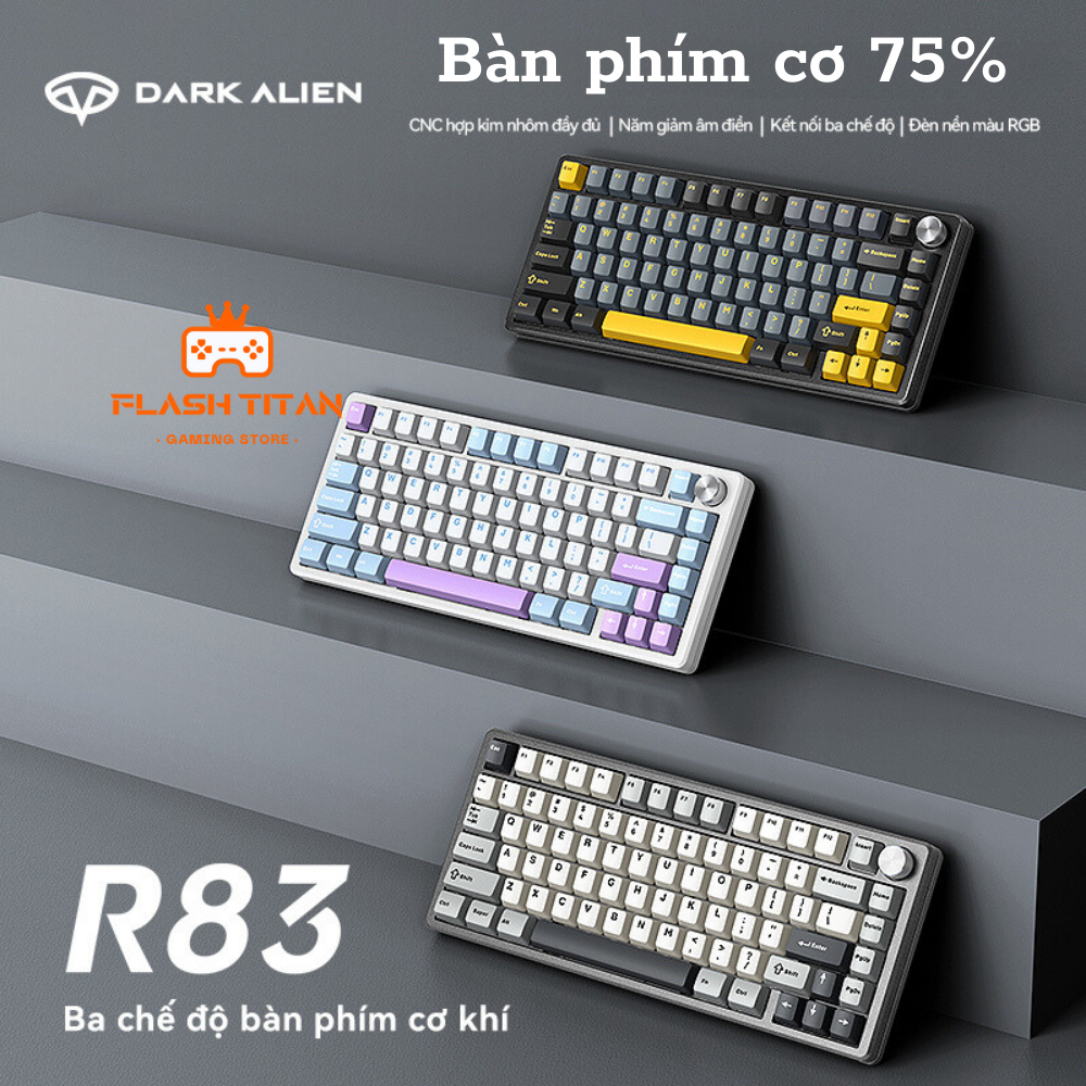 Bàn Phím Cơ Không Dây Dark Alien R83 - Led Mạch Xuôi - Keycap PBT Double shot - Full Foam | BigBuy360 - bigbuy360.vn