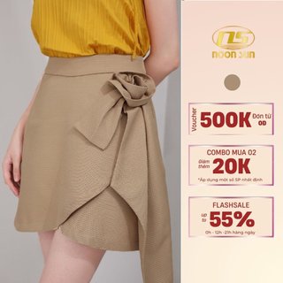 Chân Váy Chữ A Ngắn Cạp Cao Thiết Kế Thắt Nơ NOONSUN NS4 Chất Vải Dày Dặn Hoa Xếp Thủ Công