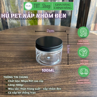Combo 20 hủ pét nắp nhôm đen 150gr-có nắp lót chống tràn-hàng loại 1