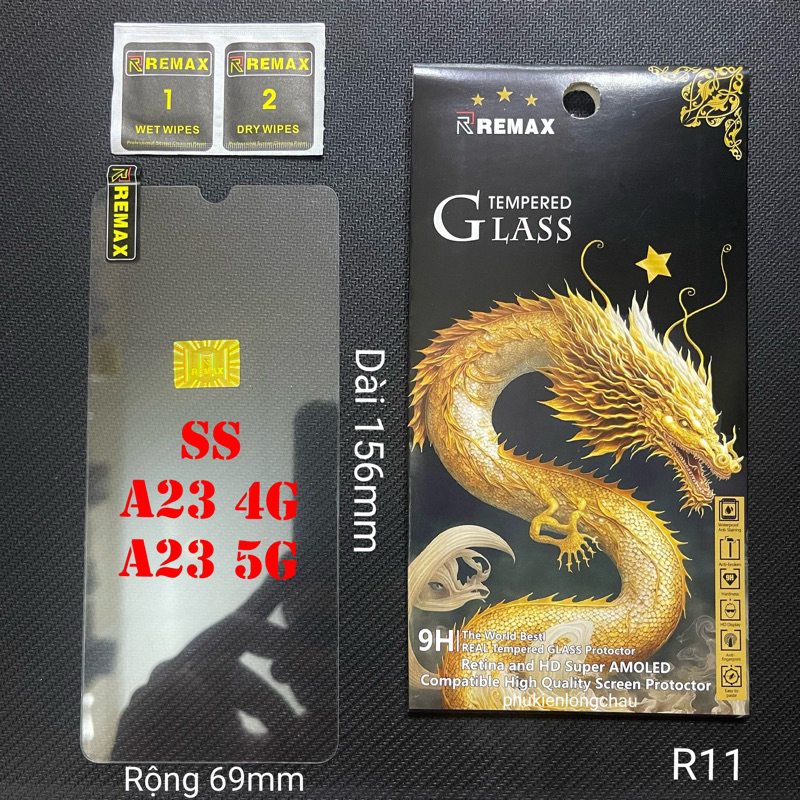 Kính Cường Lực Màn Hình Samsung A23 4G / A23 5G Trong Suốt Con Rồng Remax (R11)