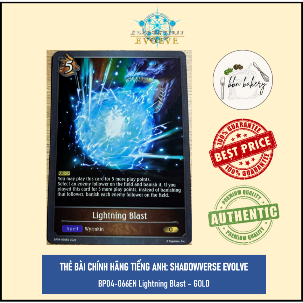 Thẻ Bài Shadowverse Evolve Chính Hãng: BP04-066EN Lightning Blast - Rarity: Gold - Box: Cosmic Mytho