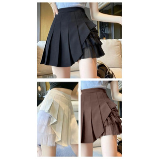 Chân váy xếp ly pha ren