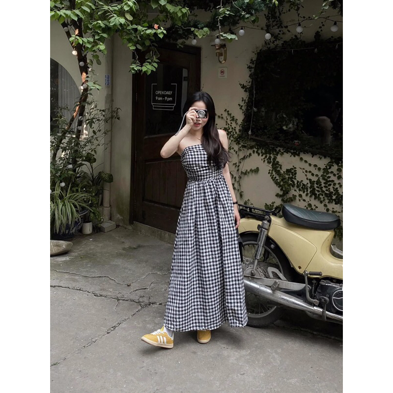 Váy Kẻ Caro Cup Ngực