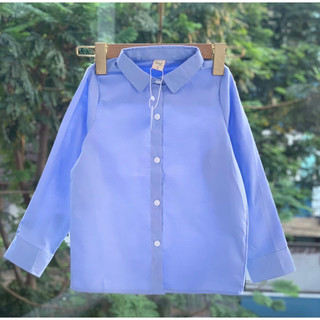 Áo sơ mi chất thô màu xanh dành cho bé trai 6 - 22 kg
