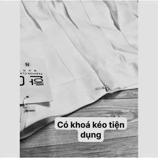 Chân váy xếp ly pha ren