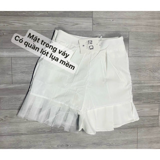 Chân váy xếp ly pha ren