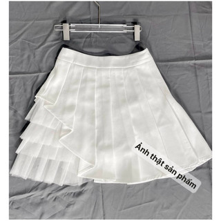 Chân váy xếp ly pha ren