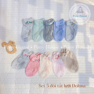 Tất lưới dokma - set 5 đôi tất lưới cổ thấp mềm mại co giãn thoáng khí cho bé từ sơ sinh