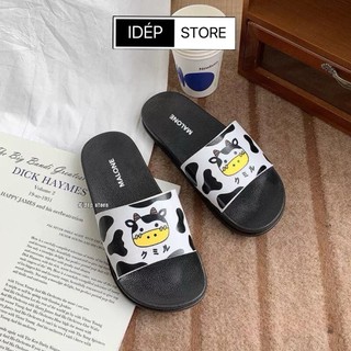 Dép nữ quai ngang Bò Sữa đế cao 3cm chất cao su đúc nguyên khối siêu bền iDÉP DL121
