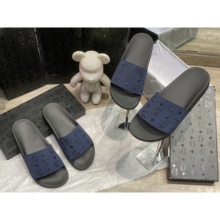 Slide sandal mcm 'blue navy'. dép mcm xanh navy nhập trung