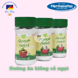 Combo 3 lọ Đường ăn kiêng Stevia Hermesetas Thuỵ Sỹ - Cỏ ngọt - 90g - thấp năng lượng