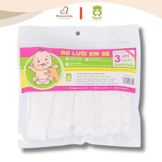Gạc rơ lưỡi cho bé Mipbi 30 cái, Tưa lưỡi vệ sinh răng miệng cho trẻ sơ sinh - Monnie Kids