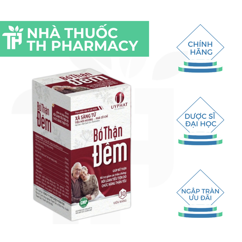 Viên uống Bổ Thận Đêm hỗ trợ giảm các triệu chứng rối loạn tiểu tiện do chức năng thận yếu Hộp 30 viên TH Pharmacy